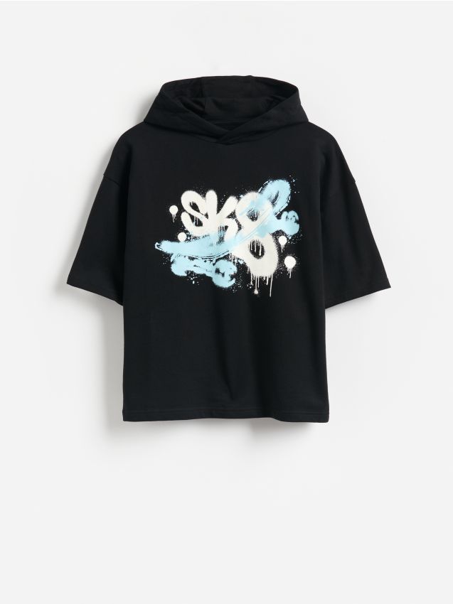 Reserved - Bawełniana bluza z nadrukiem - czarny