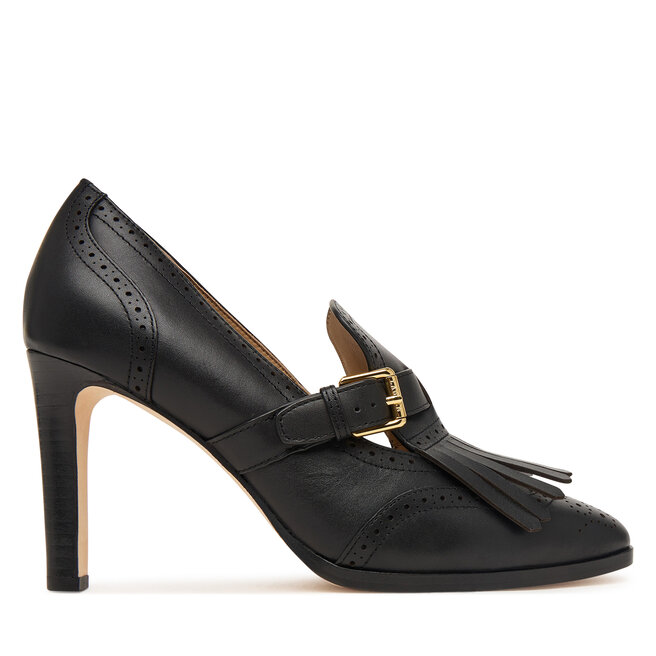 Półbuty LAUREN RALPH LAUREN Colleen Perforated Calfskin Kiltie Pump 802P02364002 Czarny