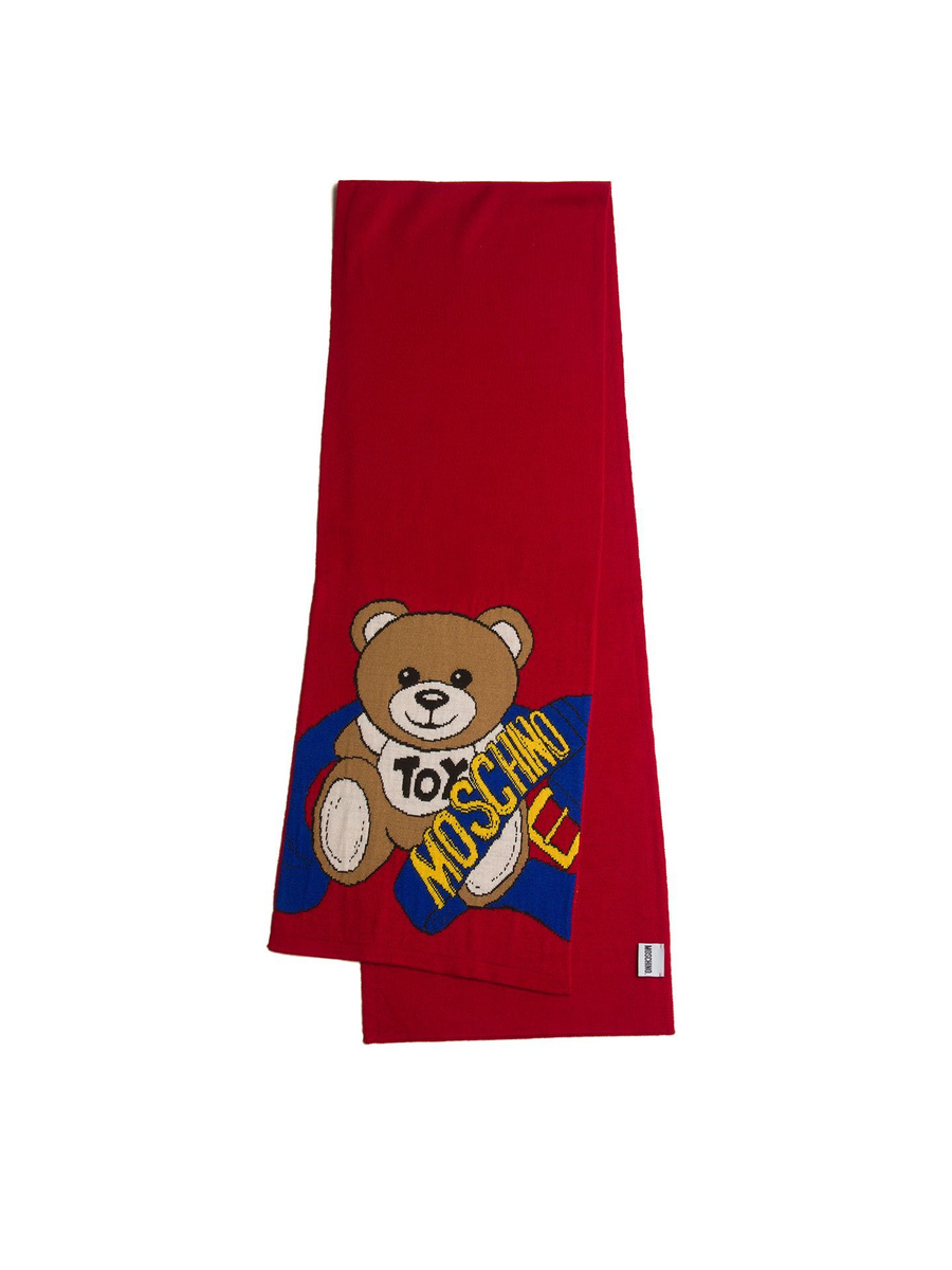 Damski czerwony szalik wełniano-akrylowy Moschino 30745M2804007