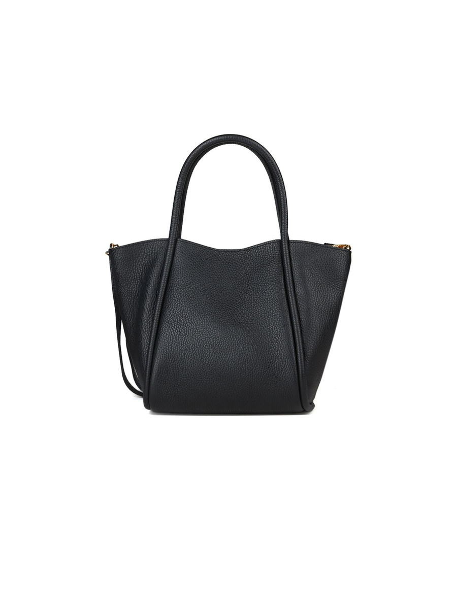 Damska skórzana torebka tote Giulia Monti GM1577 czarna w kwiaty