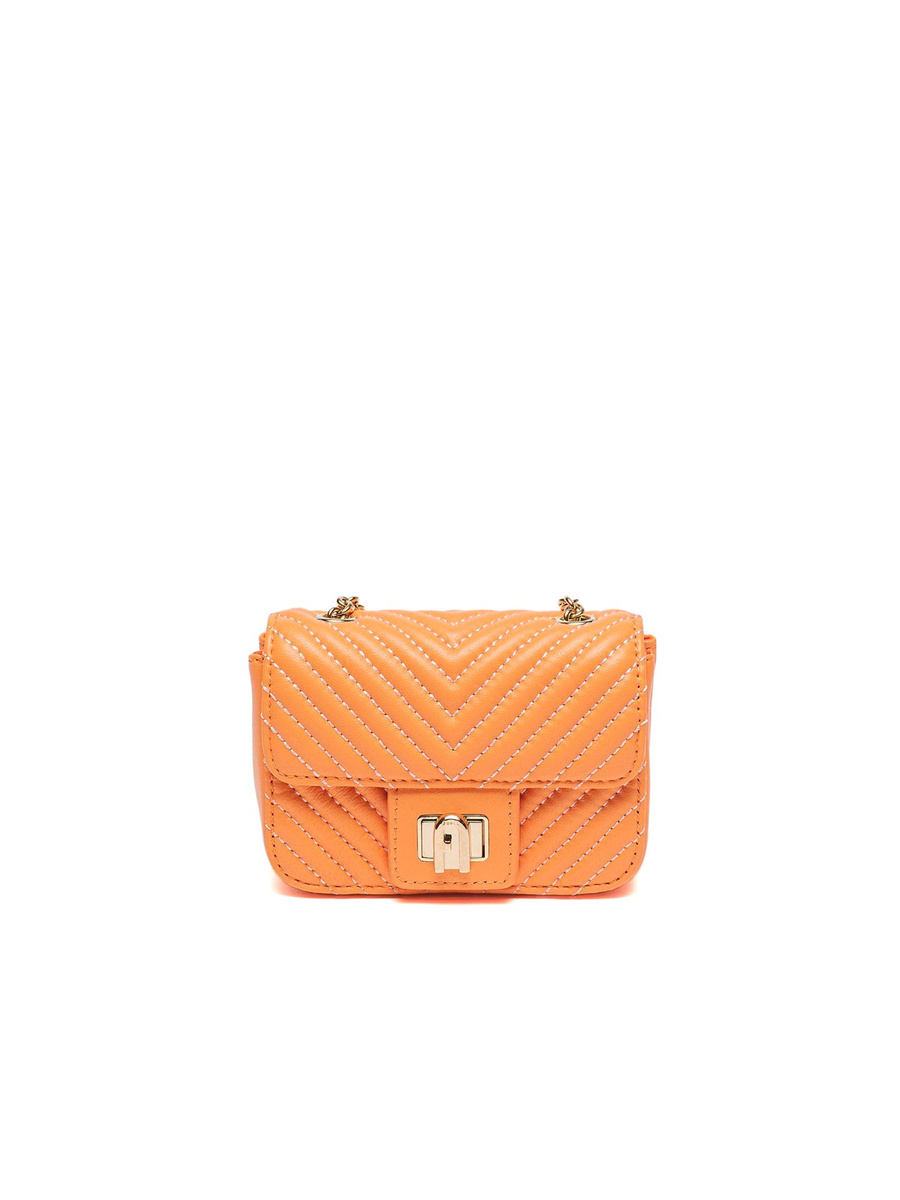 Kurkumowa skórzana listonoszka Furla Pop Star Micro