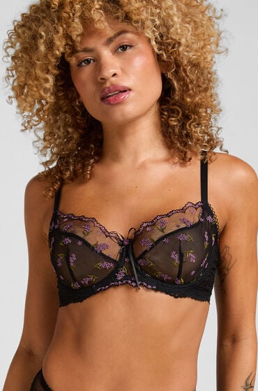 Hunkemöller Biustonosz z fiszbinami bez wyściółki Iris Czarny