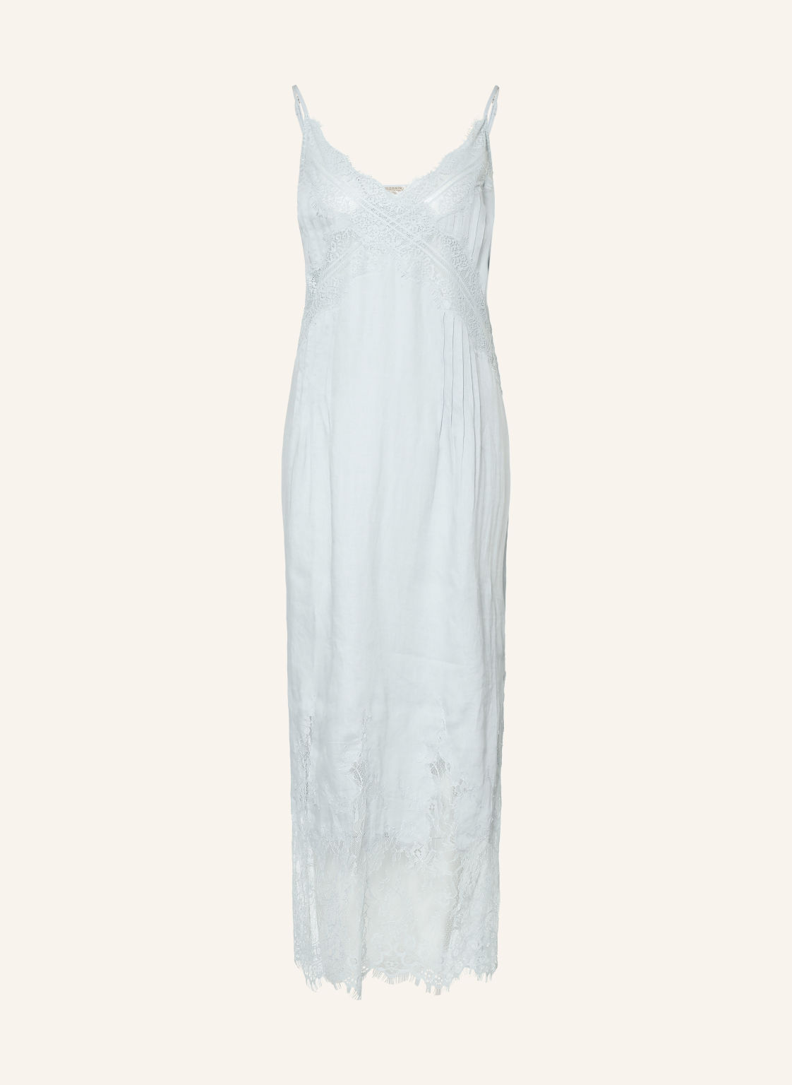 Allsaints Lniana Sukienka Samia Z Koronką blau