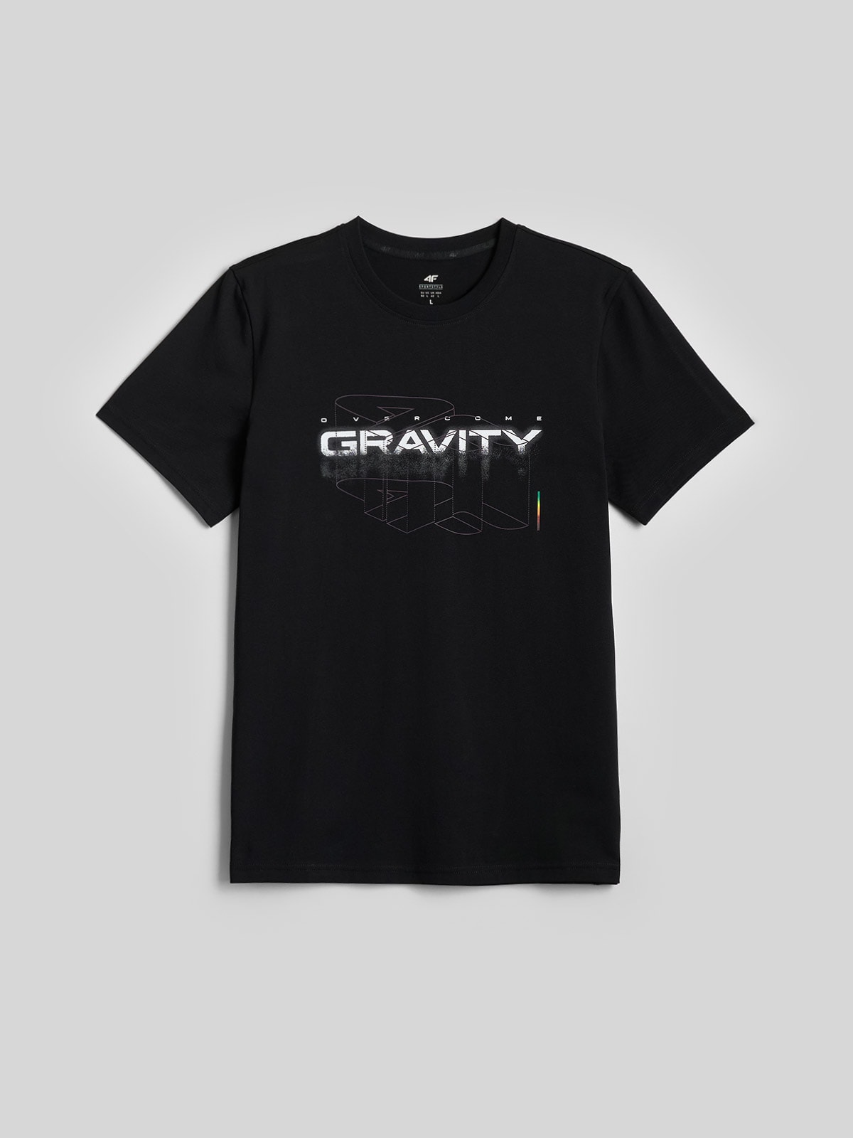4F T-shirt slim z nadrukiem męski - czarny XXL