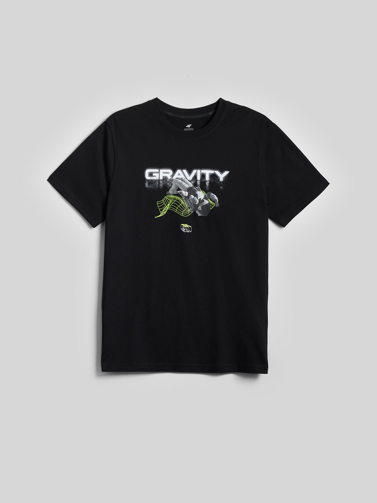 4F T-shirt regular z nadrukiem męski - czarny XL