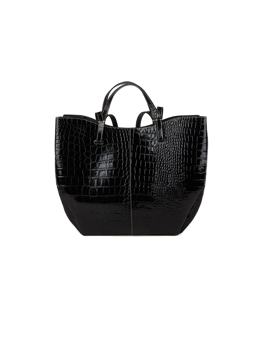 Damska torebka shopper Giulia Monti GM1653 czarna w kwiaty