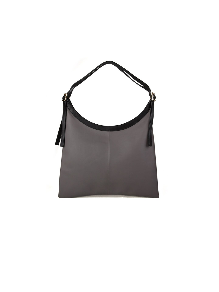 Skórzana torebka shopper Giulia Monti GM1642, szaro-czarna