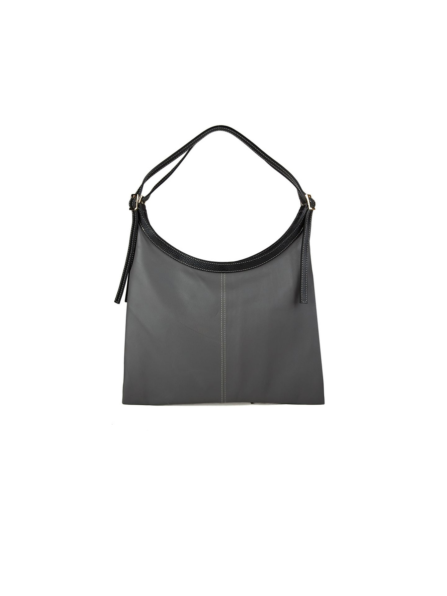 Szaro-czarna skórzana torebka shopper Giulia Monti GM1642
