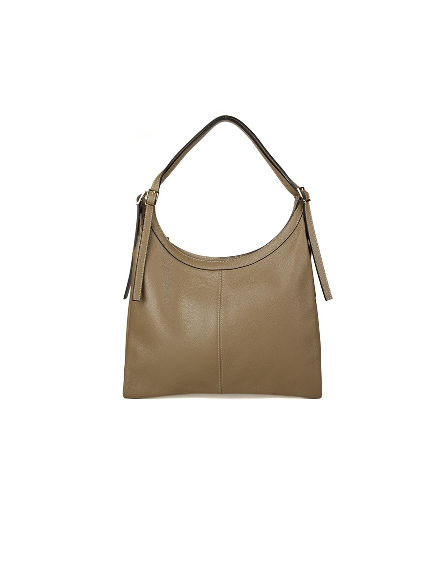 Damska skórzana shopperka Giulia Monti GM1642 – taupe, szarobrązowa