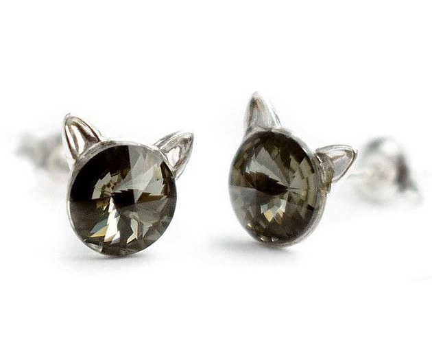 Kolczyki - kryształy Swarovski -Kotulek Memulek (większe)