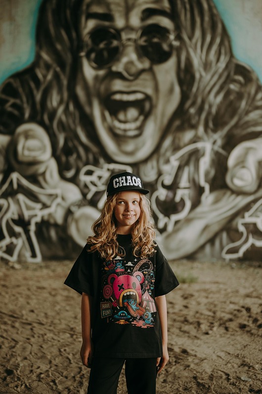 T-shirt oversize Teddyland czarna dziecko