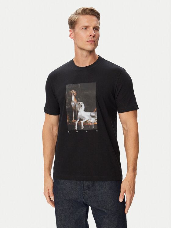 HUGO T-Shirt Daffilo 50568689 Czarny Regular Fit