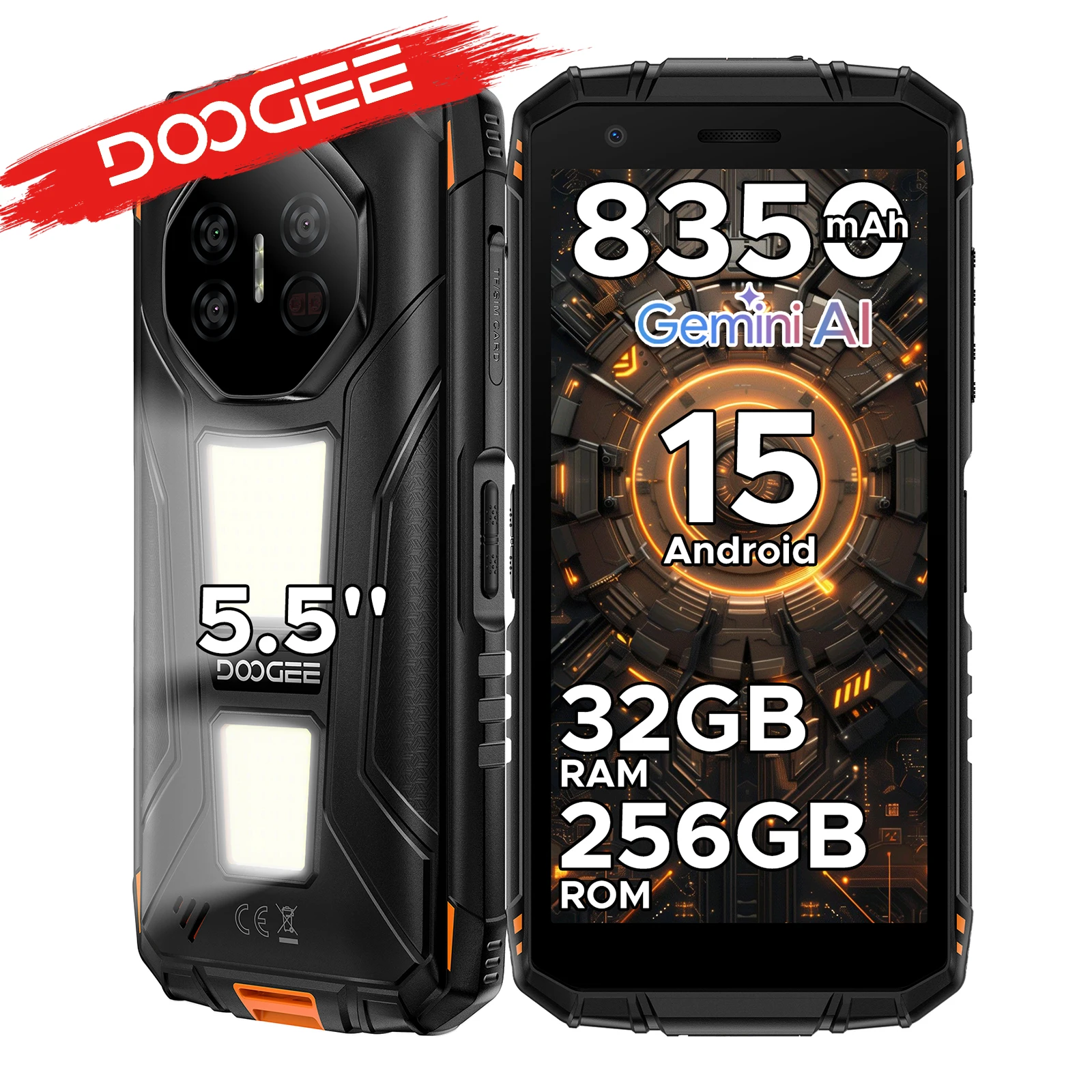 DOOGEE Fire 3 Max - Wzmocniony telefon z Gemini AI, 32GB+256GB, ekran 5.5