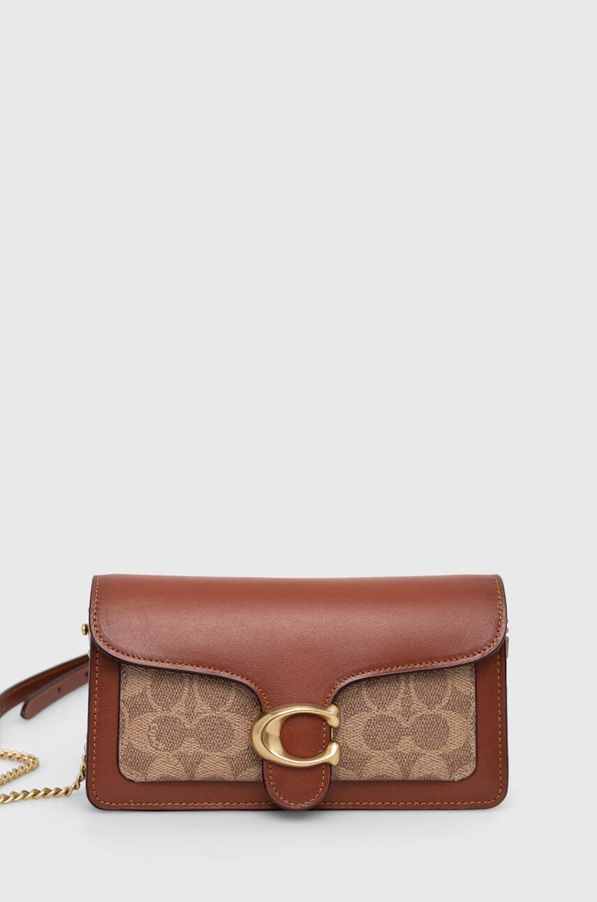 Coach torebka skórzana Tabby Chain Clutch In Signature Canvas