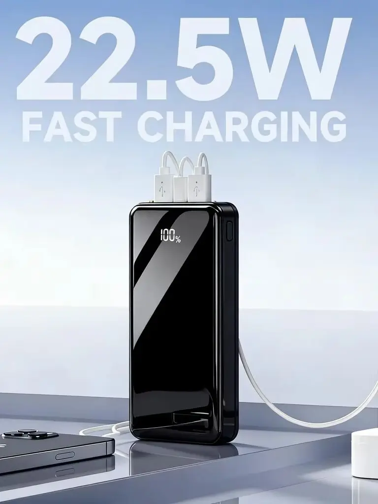 Hganus 24000mAh Przenośny Mały Powerbank 22.5W Szybkie Ładowanie z Lampką LED USB Type-C Zewnętrzna Bateria do Ładowania iPhone 17 Xiaomi Powerbank with Lamp