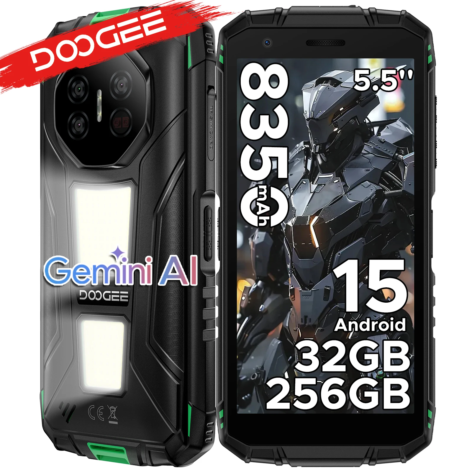 DOOGEE Fire 3 Max Wytrzymały telefon komórkowy 32GB RAM 256GB ROM 5.5