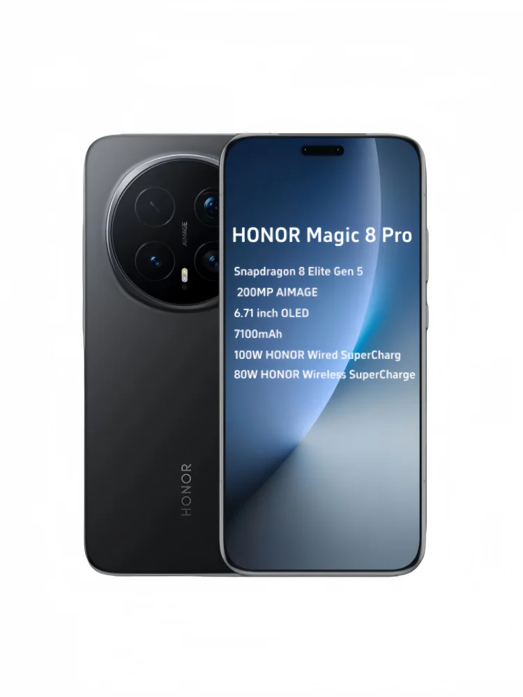 HONOR Magic 8 Pro 5G wersja EU, smartfon z procesorem Snapdragon 8 Elite Gen 5, aparat 200 MP, bateria 6270 mAh, ładowanie 100 W, ekran OLED 6,71'', NFC, eSIM, Honor Black