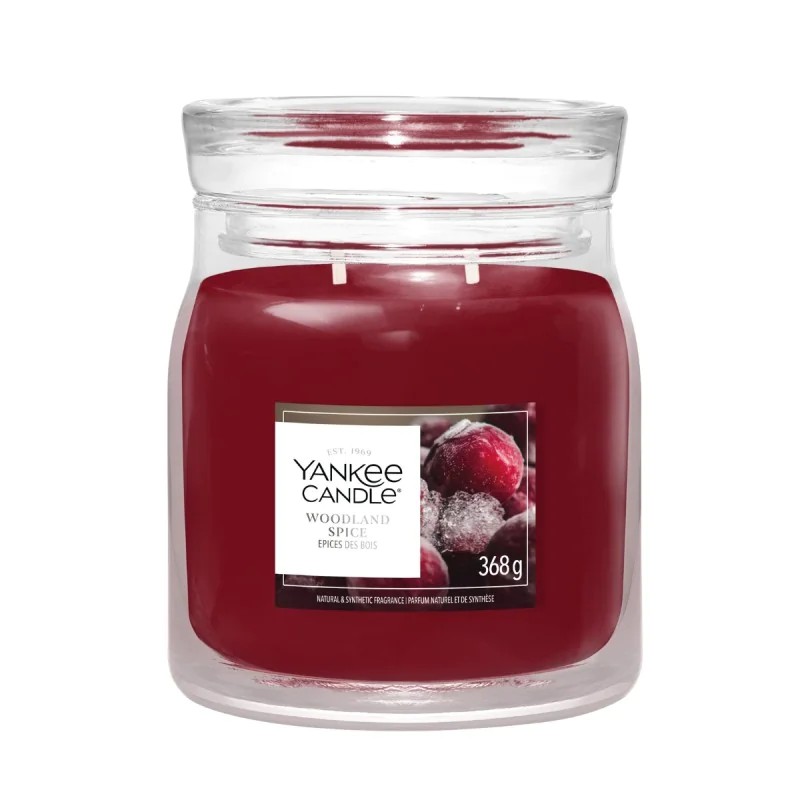 Yankee Candle Signature Świeca w Średnim Słoiku z Dwoma Knotami Woodland Spice