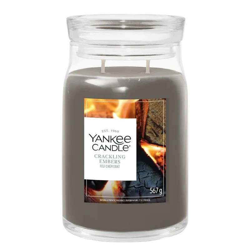 Yankee Candle Signature Świeca w Dużym Słoiku z Dwoma Knotami Crackling Embers