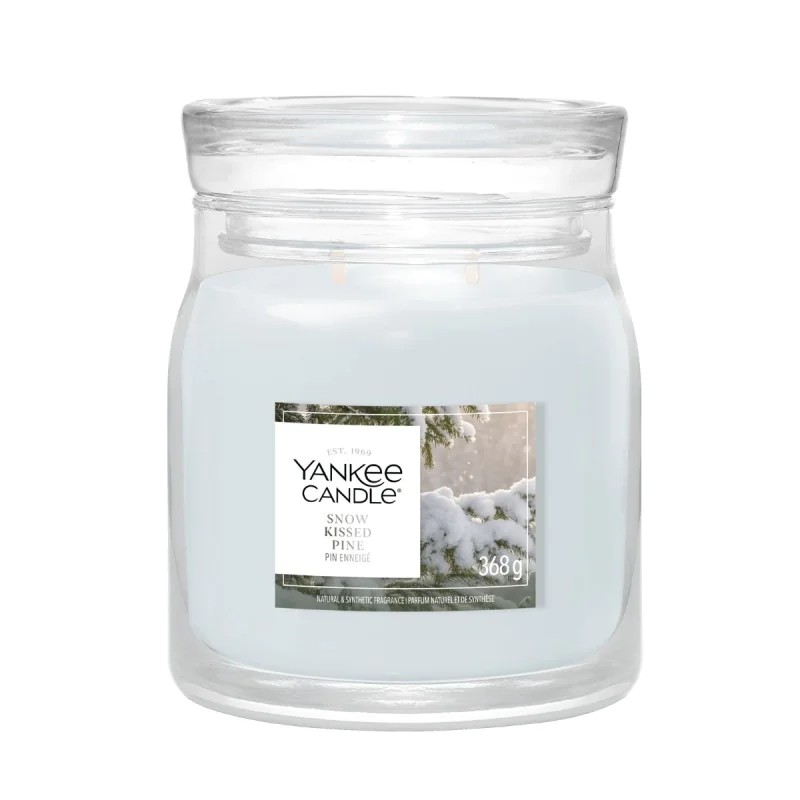 Yankee Candle Signature Świeca w Średnim Słoiku z Dwoma Knotami Snow Kissed Pine