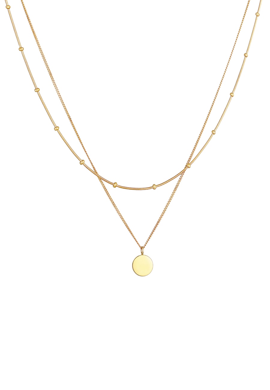 Elli Damski wisiorek płytkowy Basic 2 warstwowy w srebrze 925 Sterling Silver Naszyjniki 1 ct