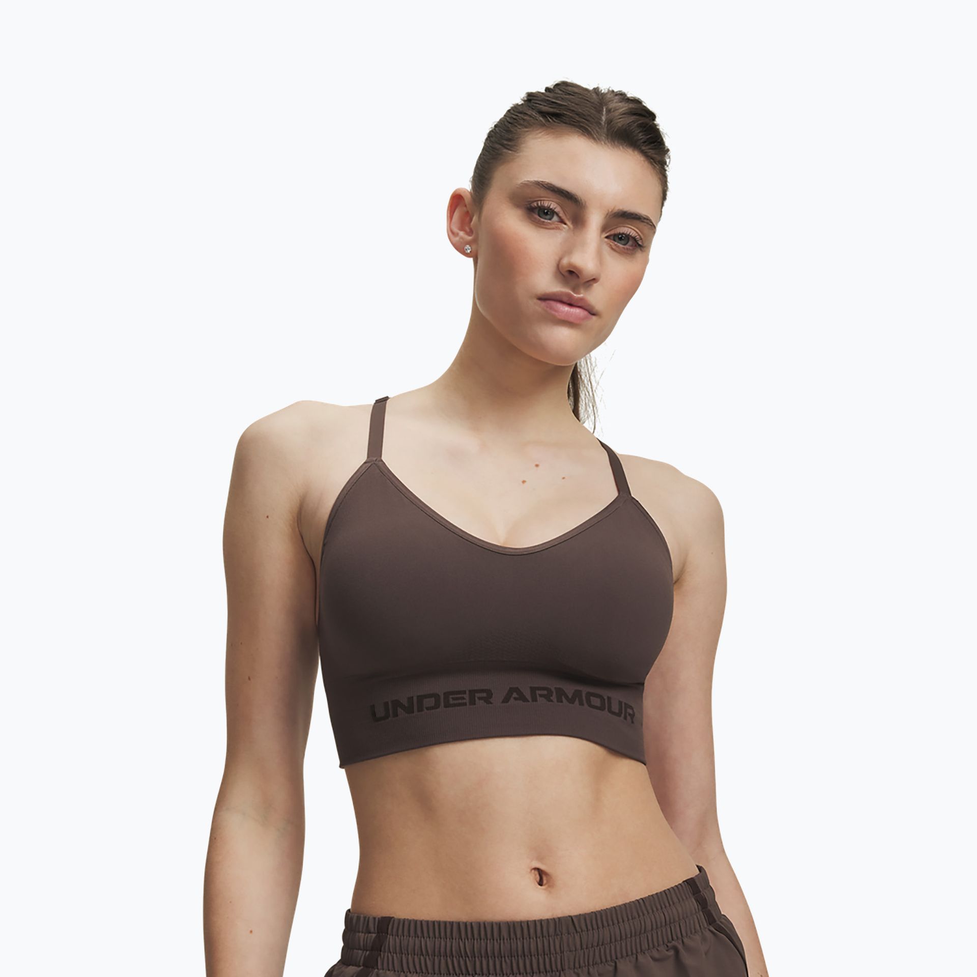 Biustonosz treningowy Under Armour Vanish Seamless Low peppercorn/kona brown WYSYŁKA W 24H 30 DNI NA ZWROT