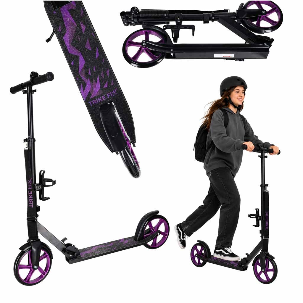 Hulajnoga miejska Trike Fix składana koła 200mm czarno-fioletowa