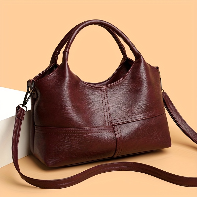 TEMU Damska torebka crossbody w stylu vintage z modnymi szwami, do noszenia w ręku i na ramieniu, duża pojemność, idealna do codziennego użytku,
