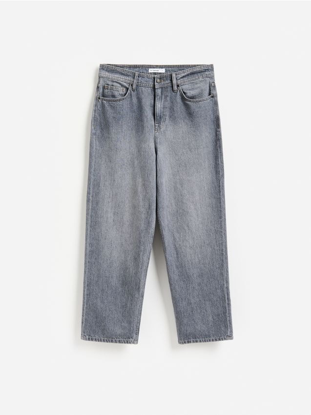 Reserved - Jeansy baggy tapered - szary