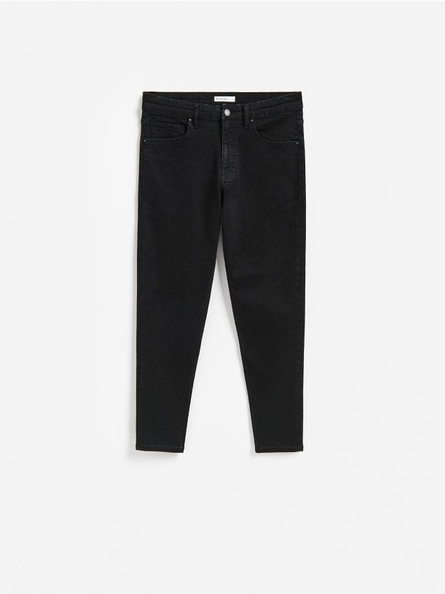 Reserved - Jeansy skinny z efektem sprania - czarny