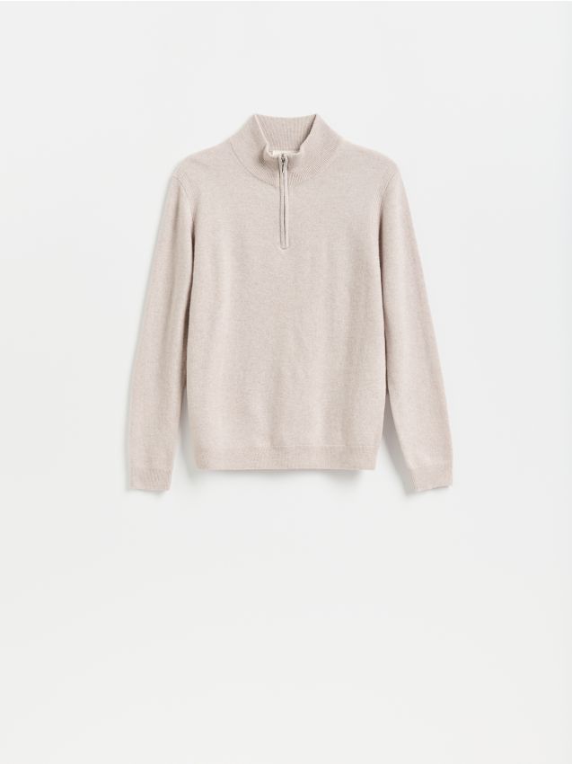 Reserved - Sweter z wełny merino - złamana biel