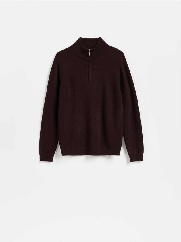 Reserved - Sweter z wełny merino - brązowy