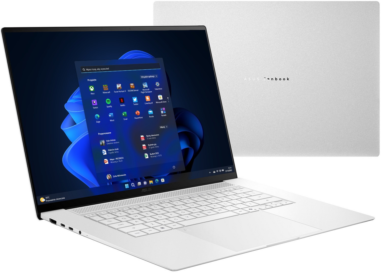 ASUS ZenBook S 16 OLED UM5606GA-SS022W - Ryzen AI 7 445 16'' 3K 120Hz 32GB 1TB W11Home Biały 90NB17H2-M002B0