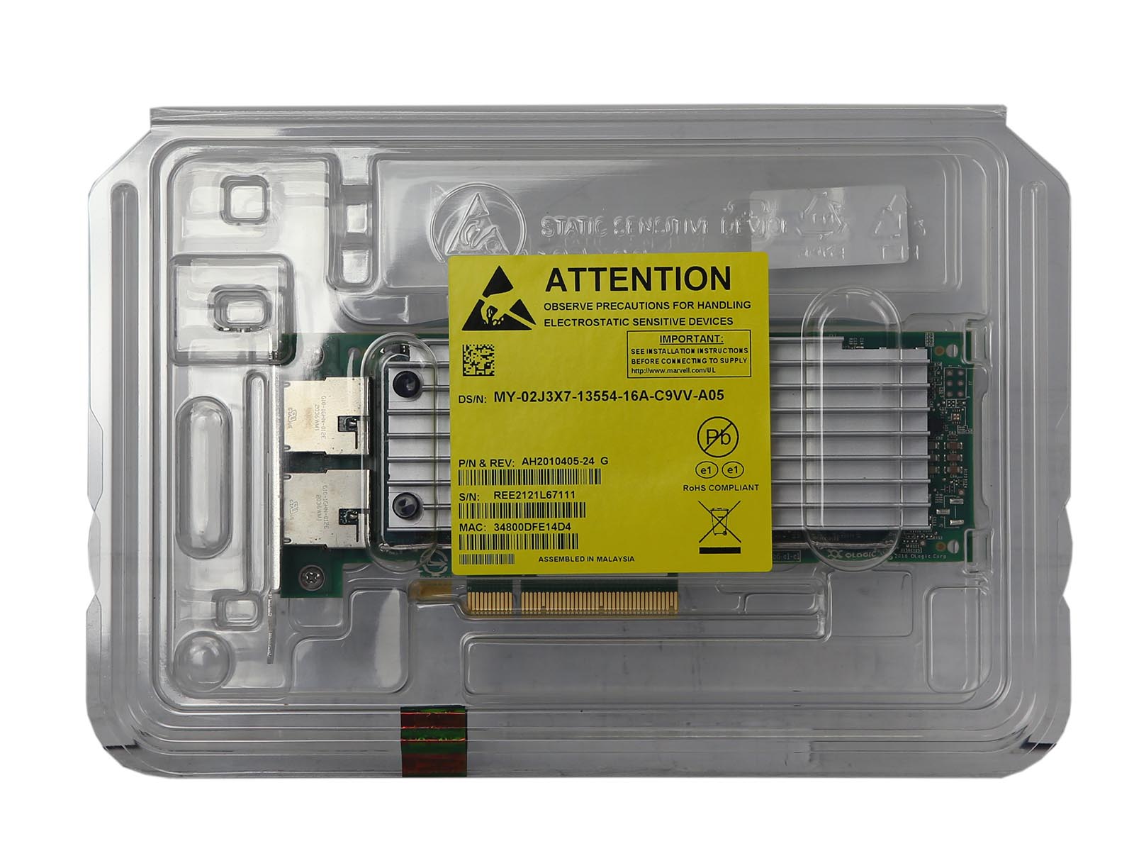 Karta sieciowa Dell QLogic QL41162HLRJ 2x SFP+ 10Gb 02J3X7 LP Nowa 7913