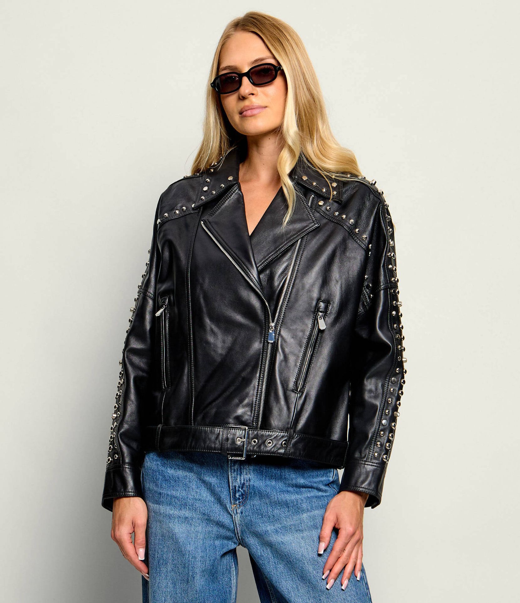 Pinko Skórzana ramoneska Regular Fit