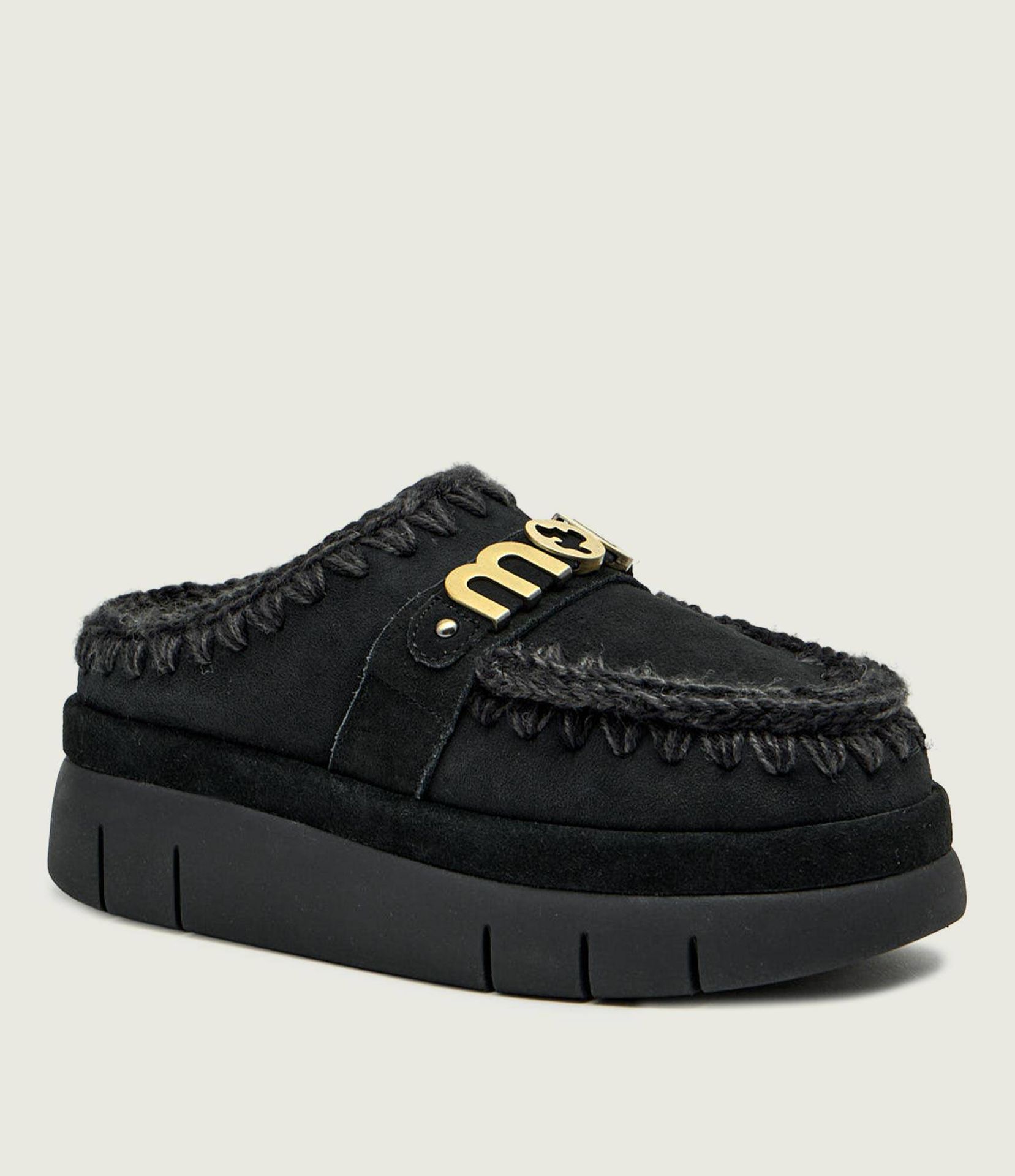 MOU Mule Bounce welt clog suede z dodatkiem wełny zamsz