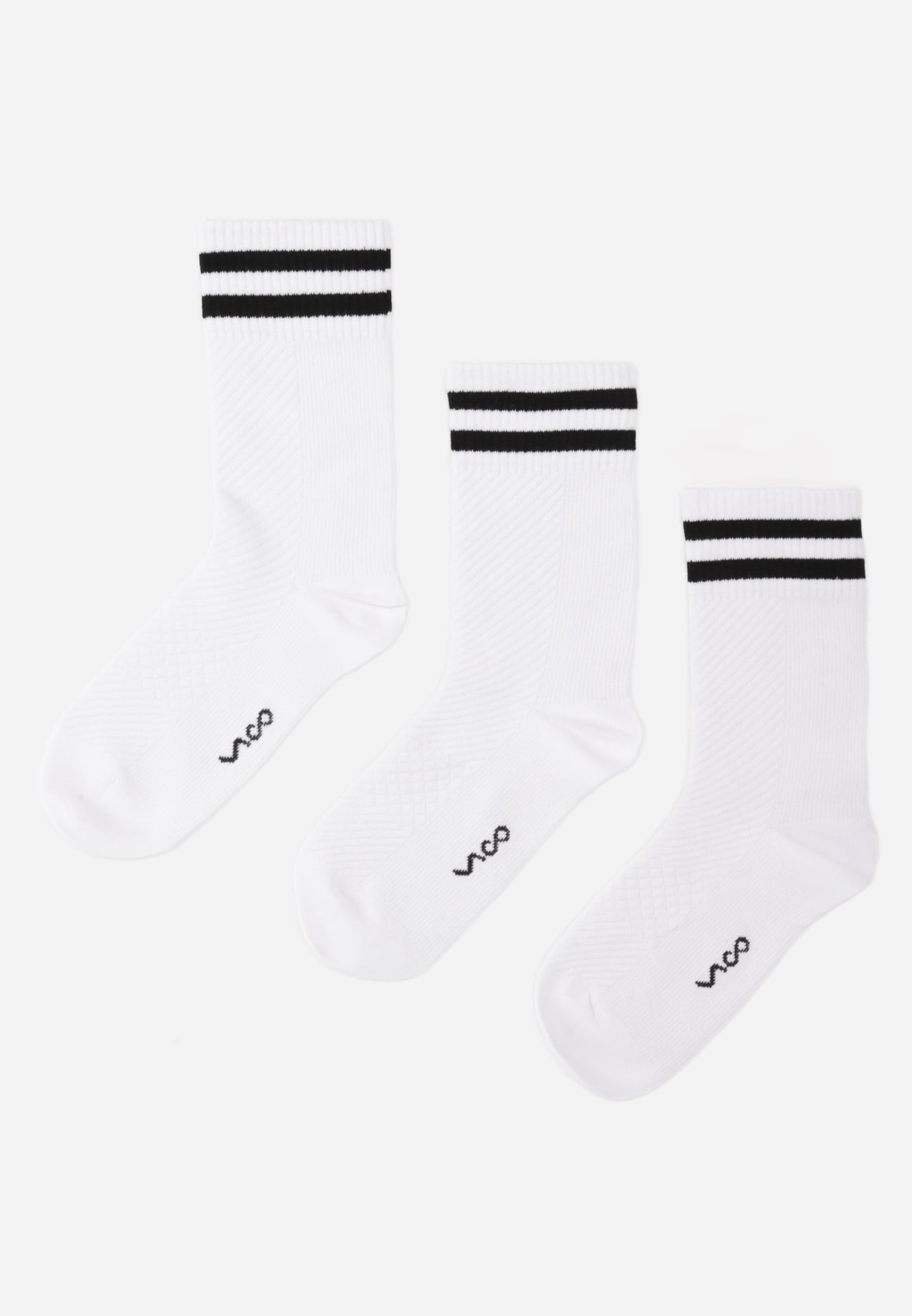 Białe Bawełniane Skarpety za Kostkę 3-Pack z Paskami i Napisem Bedli