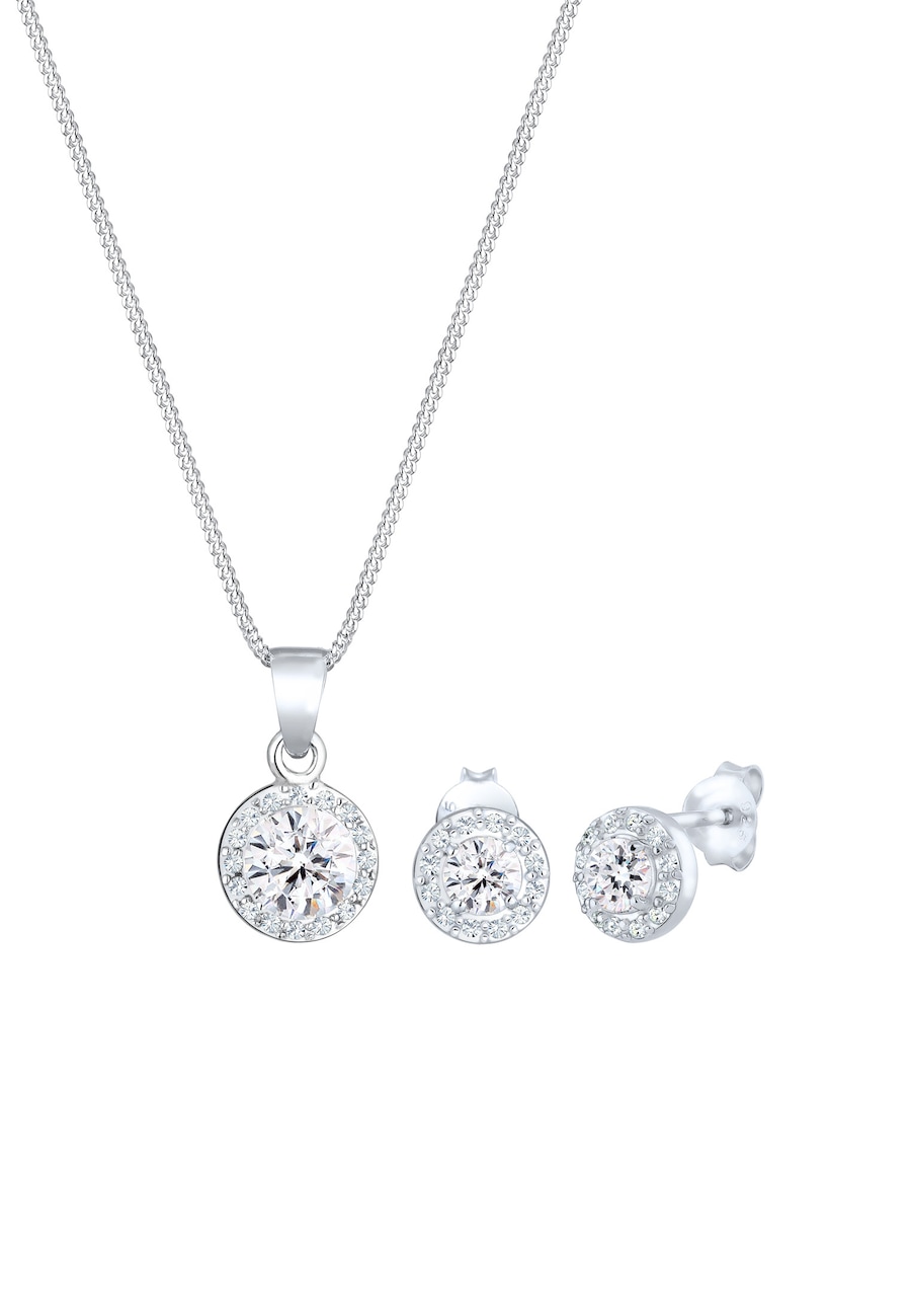 Elli PREMIUM Damski zestaw zawieszek solitaire kolczyki sztyfty z kryształami w srebrze próby 925 Sterling Silver Zestawy 1 ct