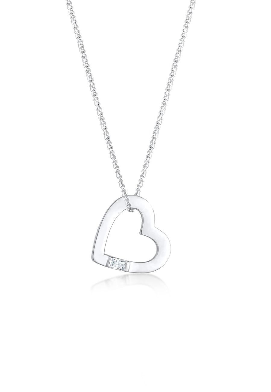 Elli Damski wisiorek serce miłość z kryształami cyrkonii w srebrze próby 925 Sterling Silver Naszyjniki 1 ct