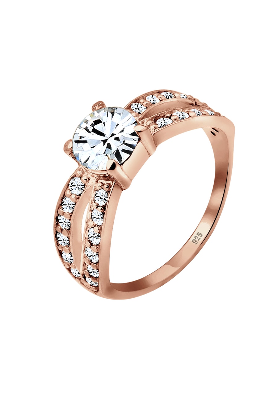 Elli Damski pasjans Glamorous z kryształem ze srebra próby 925 Sterling Silver Pierścionki 1 ct