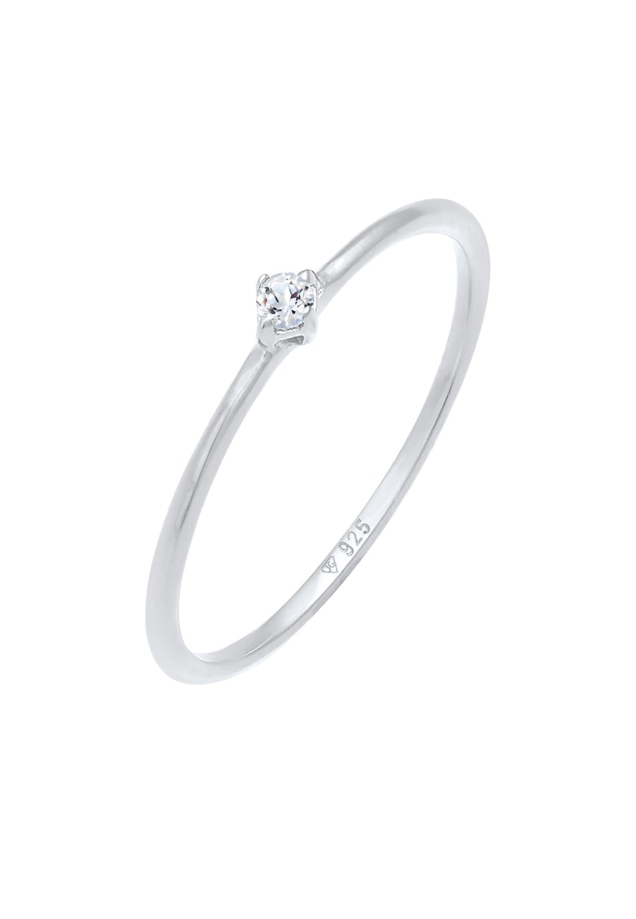 Elli PREMIUM Damski pasjans elegancki filigranowy z kamieniem Topaz w pozłacanym srebrze próby 925 Sterling Silver Pierścionki 1 ct