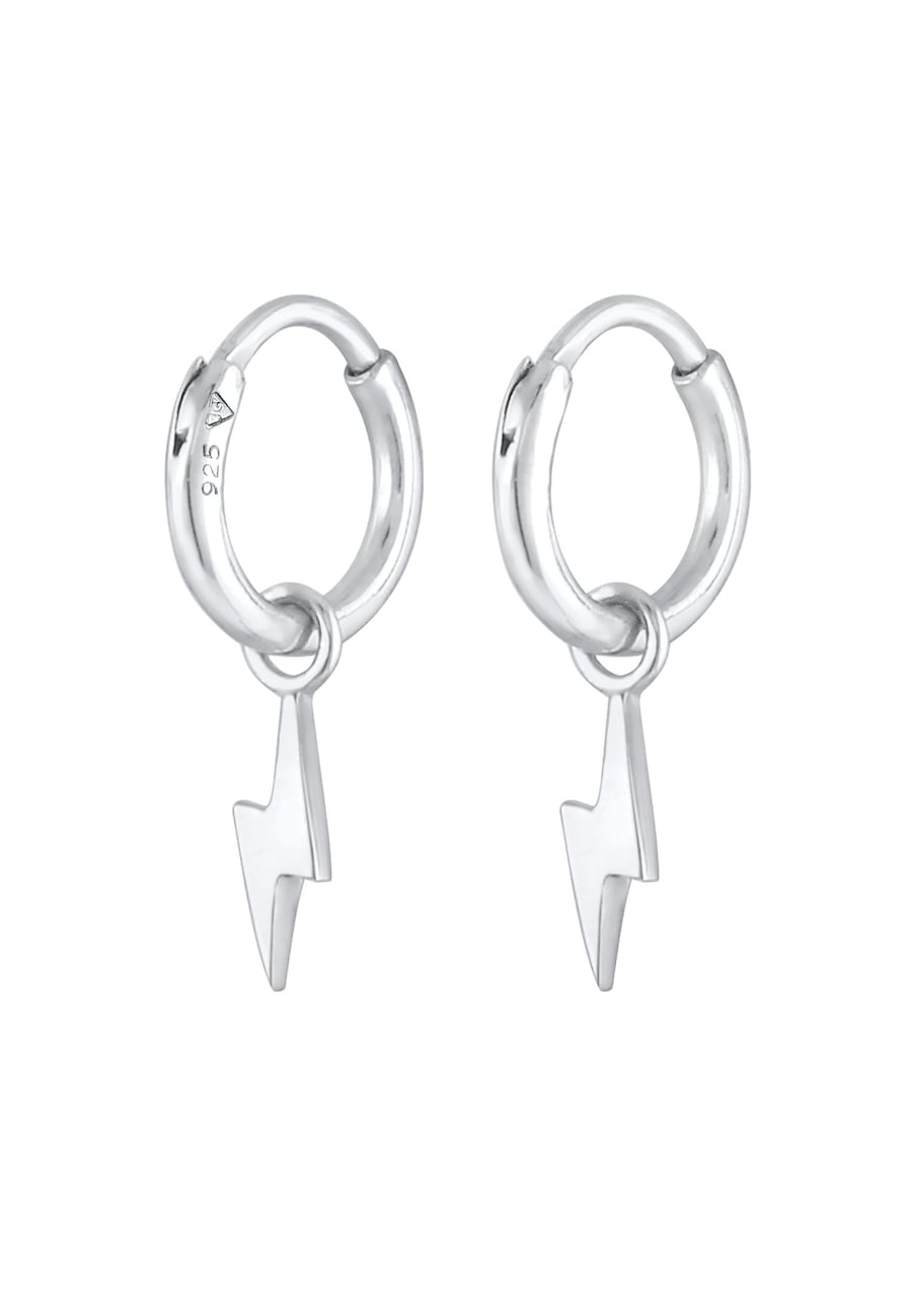 Elli Damskie kolczyki kreole Piorun Basic srebro 925 Sterling Silver Kolczyki 1 ct