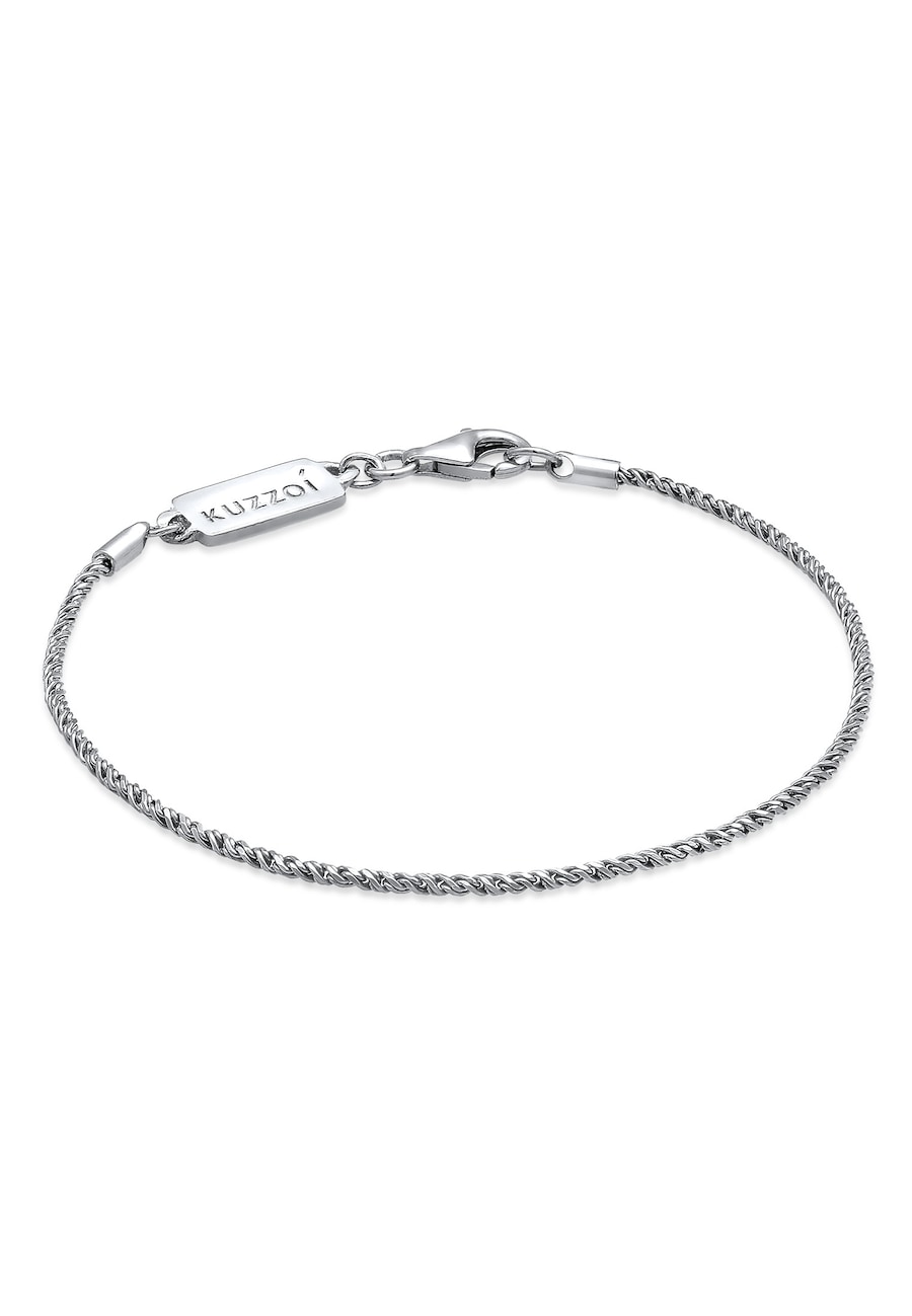KUZZOI Męski łańcuszek sznurkowy Twisted Basic Elegant w oksydowanym srebrze 925 Sterling Silver Bransoletki 1 ct Męskie