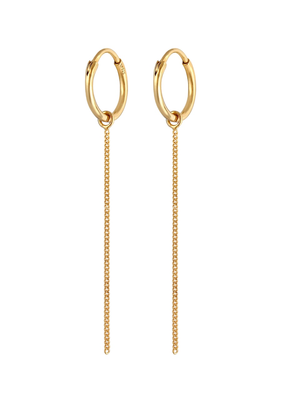 Elli Damskie kolczyki kreole wiszące z łańcuszkiem zawieszka Minimal Trend srebro 925 Sterling Silver Kolczyki 1 ct