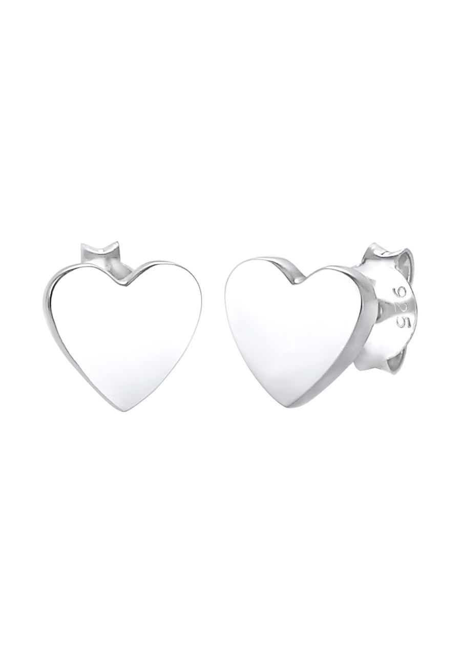 Elli Kolczyki dziecięce sztyfty serce miłość podstawowe ze srebra próby 925 Sterling Silver pozłacanego różowym złotem 1 ct Damski
