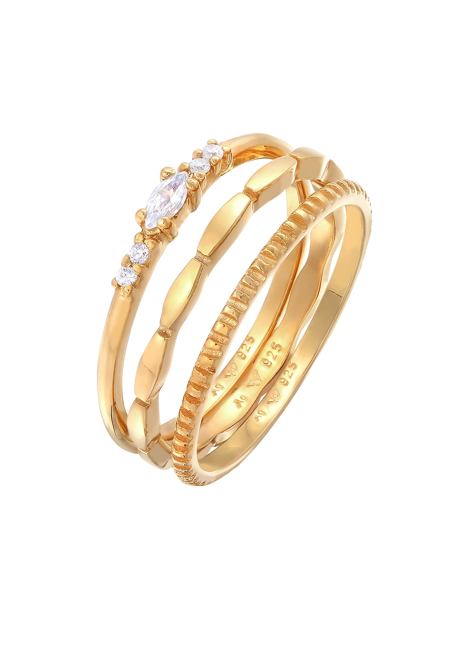 Elli Damski komplet podstawowy z markizem i z kryształami cyrkonii w srebrze próby 925 Sterling Silver Pierścionki 1 ct
