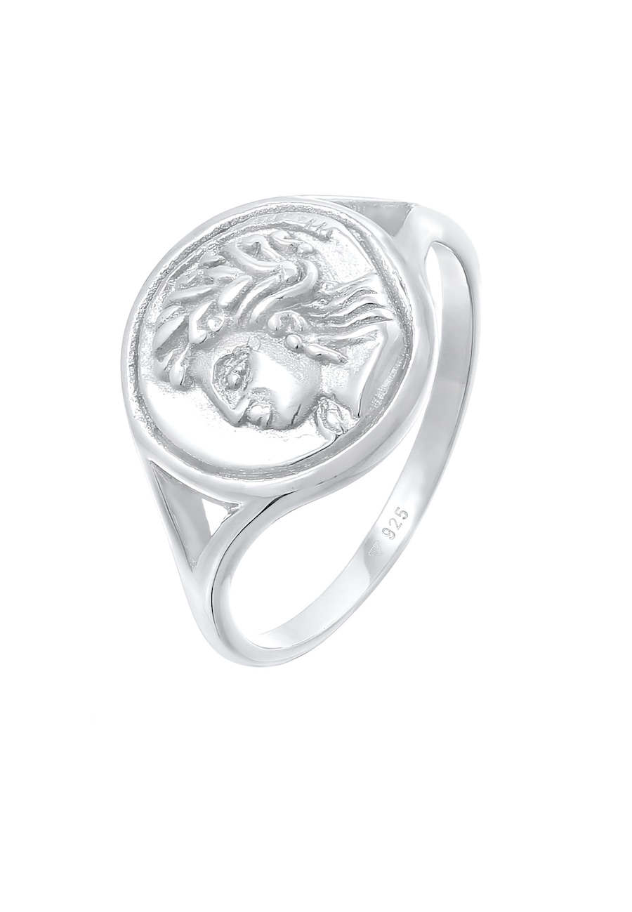 Elli Damski pierścionek sygnet moneta Vintage Look Trend Blogger w srebrze 925 Sterling Silver Pierścionki 1 ct