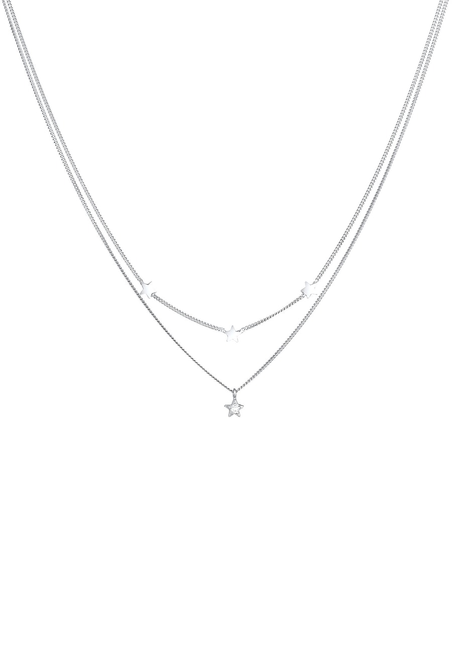Elli Damski wisior warstwowy Gwiazda Astro z kryształami w srebrze próby 925 sterling silver Naszyjniki 1 ct
