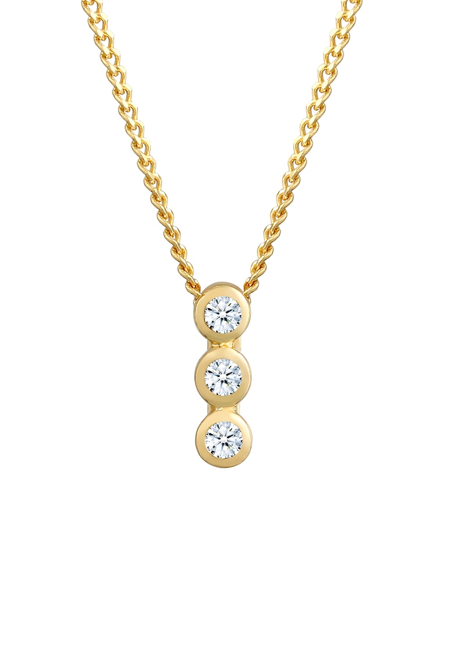 Elli DIAMONDS Damskie Koło Geo Trio z brylantem (0.045 ct.) w żółtym złocie próby 585 Naszyjniki 1 ct