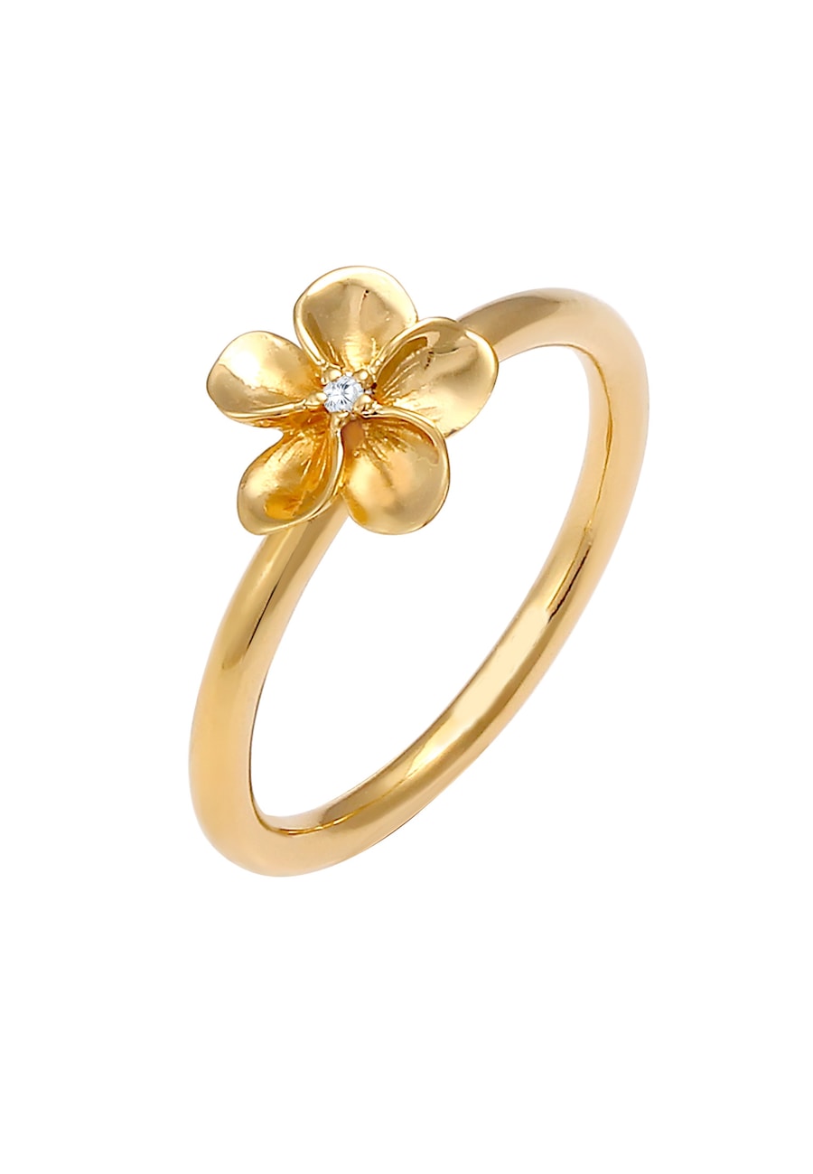 Nenalina Damski Bandring Frangipani Flower Flower z kryształami cyrkonu w 925 Sterling Silver Pierścionki 1 ct